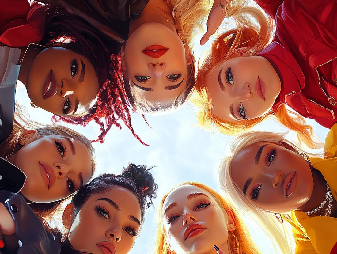 many beautiful women facing each other